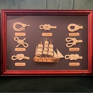 Sailors Nautical Knots Shadow Box with Wood Frame